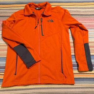 The North Face Orange Fleece Zip‎ Up Jacket Mens M Medium Outdoor Activewear